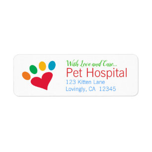 Etiqueta Loving Pets Heart Paw Print Return Address