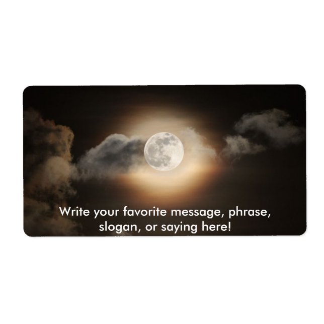 Etiqueta Lua cheia na noite nublada (Frente)