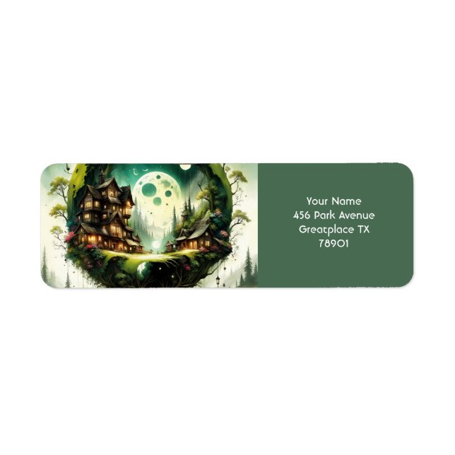 Etiqueta Lua de Árvore de Fantasy Cuja Vivid (Frente)