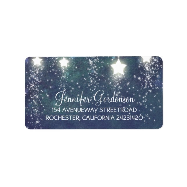 Etiqueta Lua Estrelas Marinho Casamento de Brilhante (Frente)