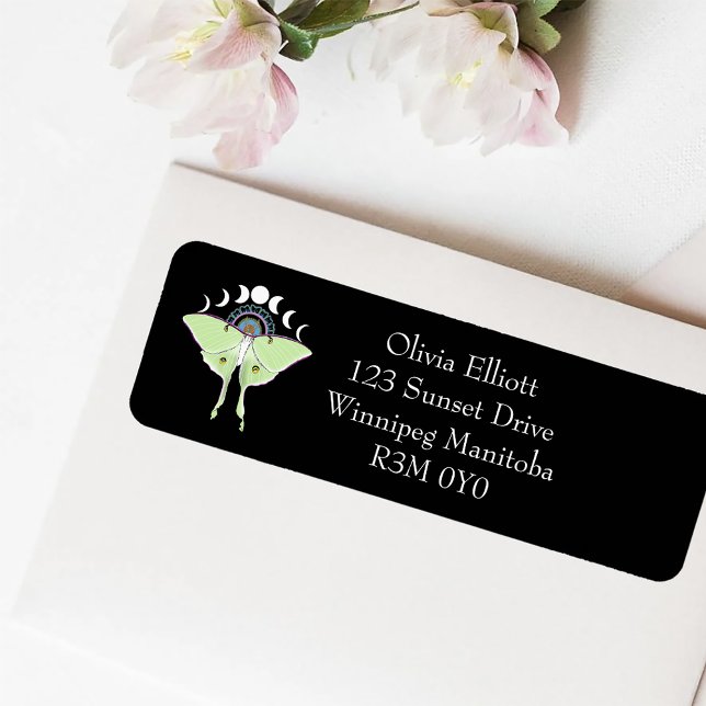 Etiqueta Luna Moth Moon Phases (Criador carregado)