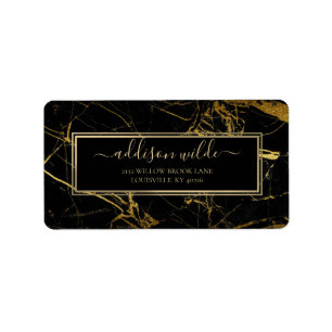 Etiqueta Luxe Black and Gold Marble Texture                