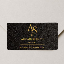 Etiqueta Luxury Black Leather Gold Monogram Business Brand