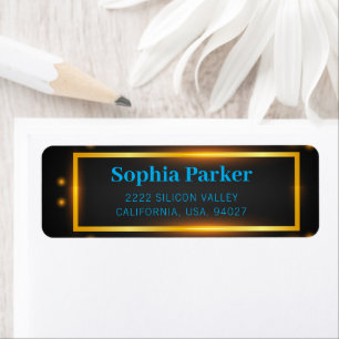 Etiqueta Luxury Black Sky Blue Funny Script Return Endereço