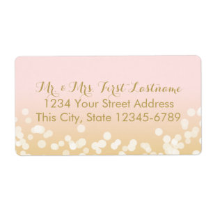 Etiqueta Luzes de brilho rosa e Dourada