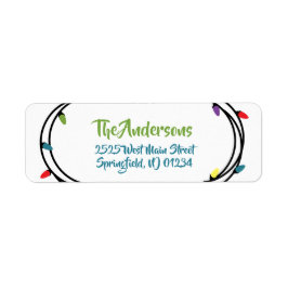 Etiqueta Luzes de cordas de Natal feliz e Brilhante