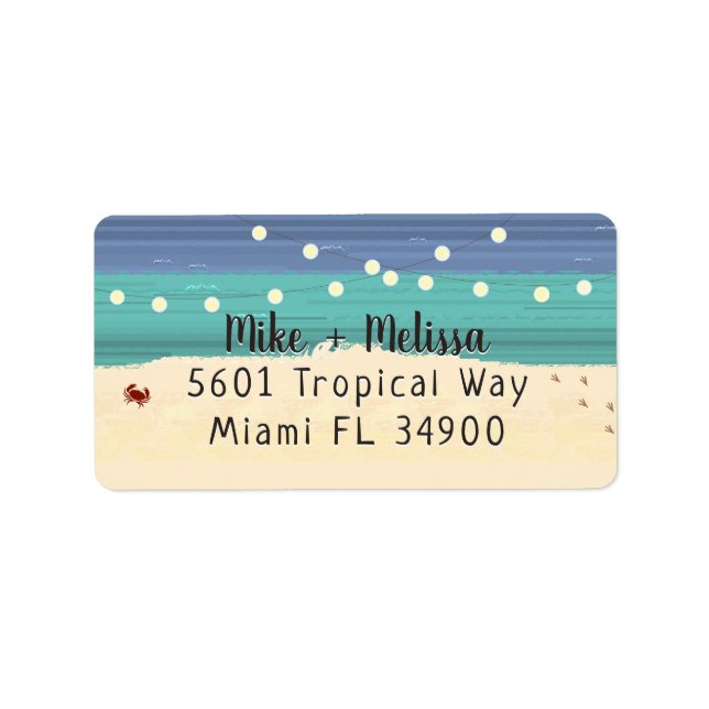 Etiqueta Luzes de praia e de sequência azul (Frente)