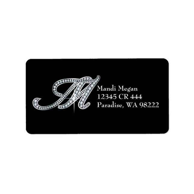 Etiqueta M script "Diamond Bling" (Frente)