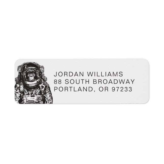 Etiqueta Macaco Astronauta | Adicione seu nome (Frente)