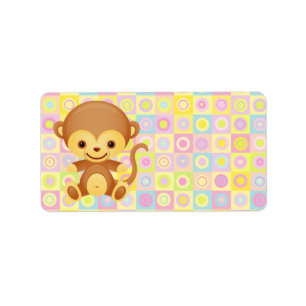 Etiqueta Macaco Funky bonito do teste padrão