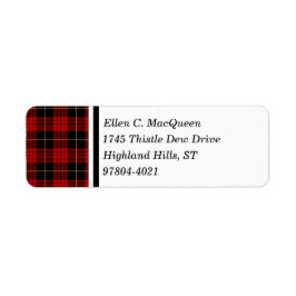Etiqueta MacQueen Clan Black e Red Scottish Tartan