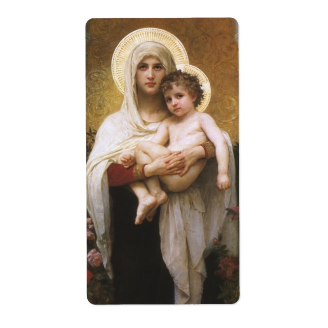 Etiqueta Madona dos Rosas de Bouguereau (Frente)