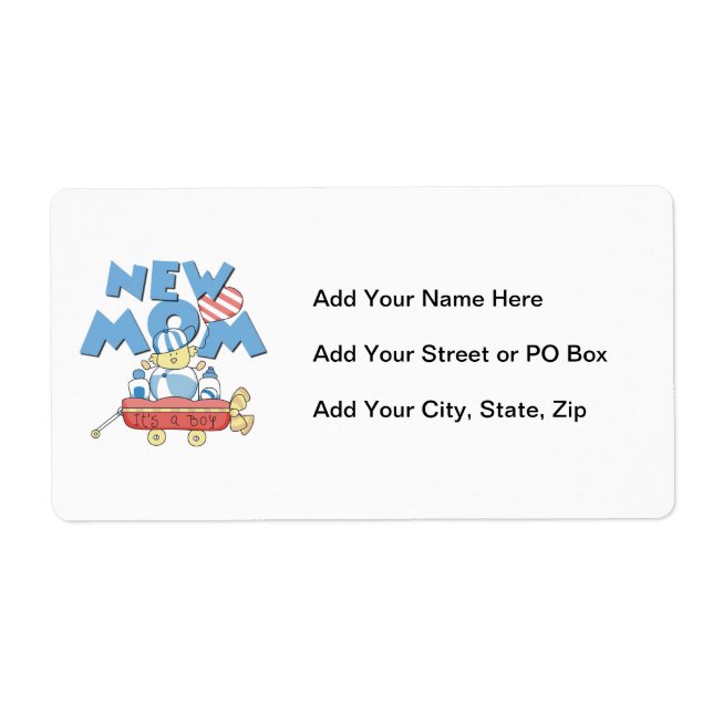 Etiqueta Mãe nova, é um garoto presente (Frente)