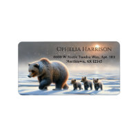Mãe Urso Pardo Filhotes de Urso Congelados Tundra