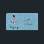 Etiqueta Magic and Wonder Christmas Snowman Blue ID440<br><div class="desc">Belo design de natal com um estilizado boneco de neve em um cadete azul esparramado com flocos de neve e estrelas. A tipografia de tendências de 'Magic and Wonder' completa a design. Adicione seu nome e endereço usando o modelo fornecido. Procure ID440 para ver outros produtos de coordenação e opções...</div>