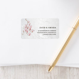 Etiqueta Magnolia Arch Address Label | Pink Floral Marble