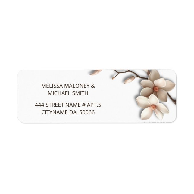 Etiqueta Magnólia Marfim Flores 3D | Casamento (Frente)