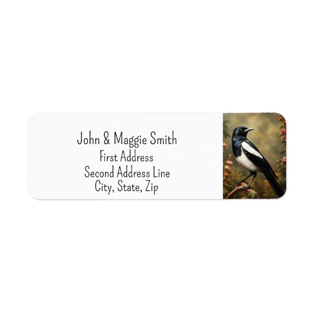 Etiqueta Magpie Garden Bird Willife Nature Art (Frente)