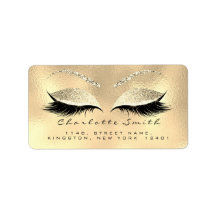 Makeup Lashes Return Address Label Champaigne RSVP