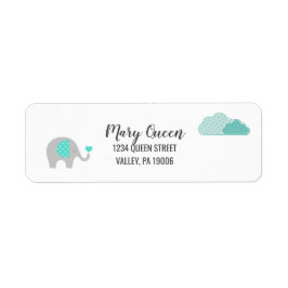 Etiqueta Mamãe Baby Elephant com Nuvens Endereço de Devoluç