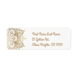 Etiqueta Mandalá Dourado Glam Casamento Moderno Branco