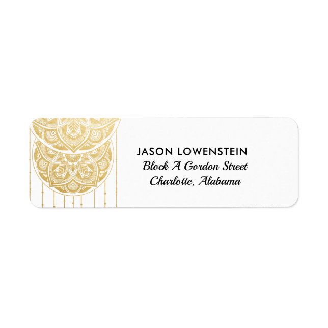 Etiqueta Mandala Faux Gold Foil Boho Weding (Frente)