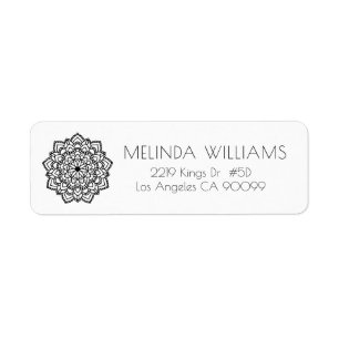 Etiqueta Mandala Geométrica em Círculo Negro