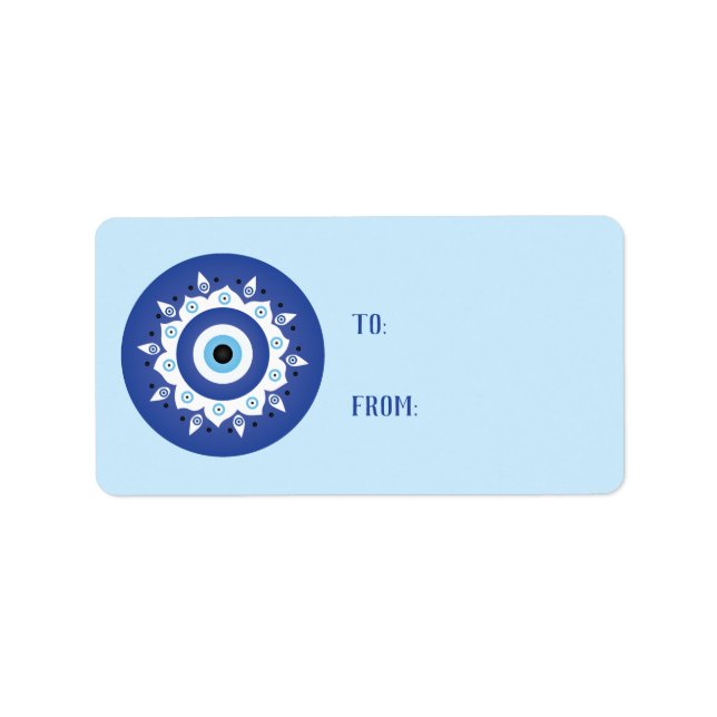 Etiqueta Mandala Grego Mau Azul Branco (Frente)