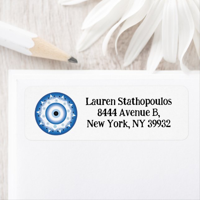 Etiqueta Mandala Grego Mau Azul Branco (Insitu)