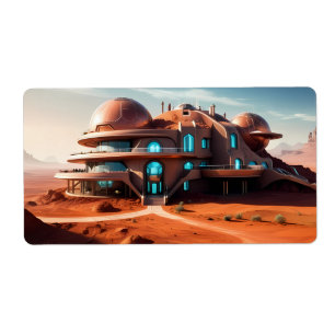 Etiqueta Mansão Planeta Vermelho - Villa do Deserto Futuro