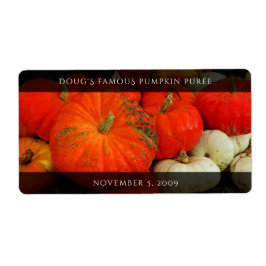 Etiqueta Manteiga de abóbora / Preservar / Puree Comida Jar