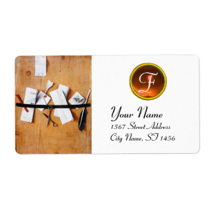 Etiqueta MANTEIRA EM MONOGRAMA DE MADEIRA, branco-alaranjad