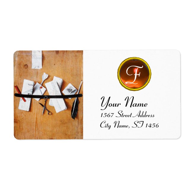 Etiqueta MANTEIRA EM MONOGRAMA DE MADEIRA, branco-alaranjad (Frente)