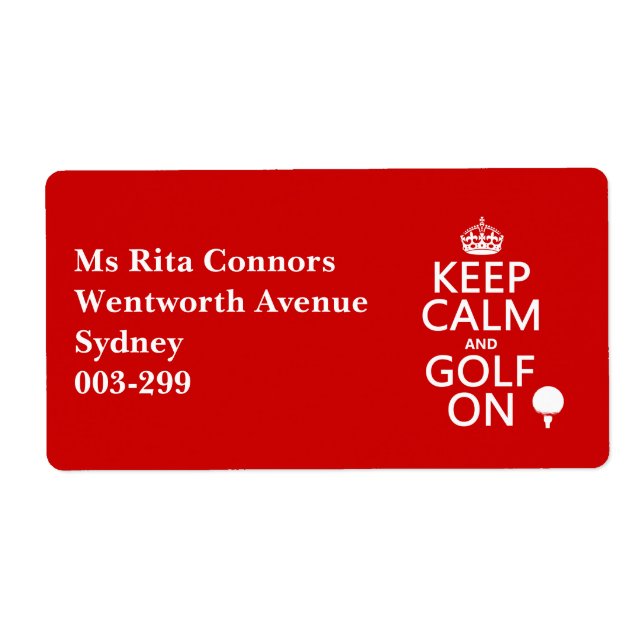 Etiqueta Mantenha Calma e Golfe Ligados - disponível em tod (Frente)
