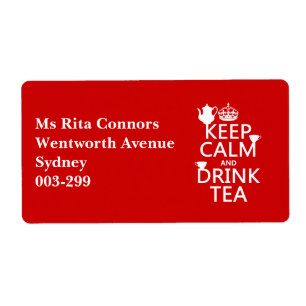 Etiqueta Manter Calmo e Beber Chá - Todas as Cores