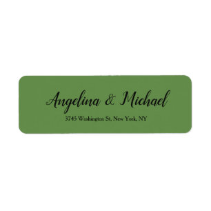 Etiqueta Manuscrito Elegante de Casamento Verde Moss