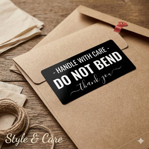 Etiqueta Manuseie com cuidado - Não Dobre a Entrega Negra