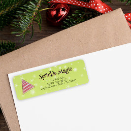 Etiqueta Mão de Natal Mínima Festiva Desenhando Chapéu Elfo