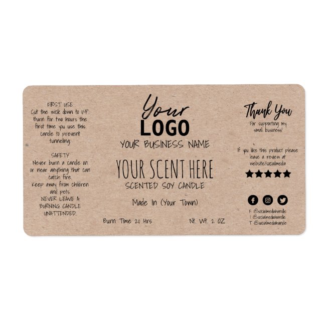 Etiqueta Mão Escrita Estimulada, Mínima E Perfumada Vela De (Frente)