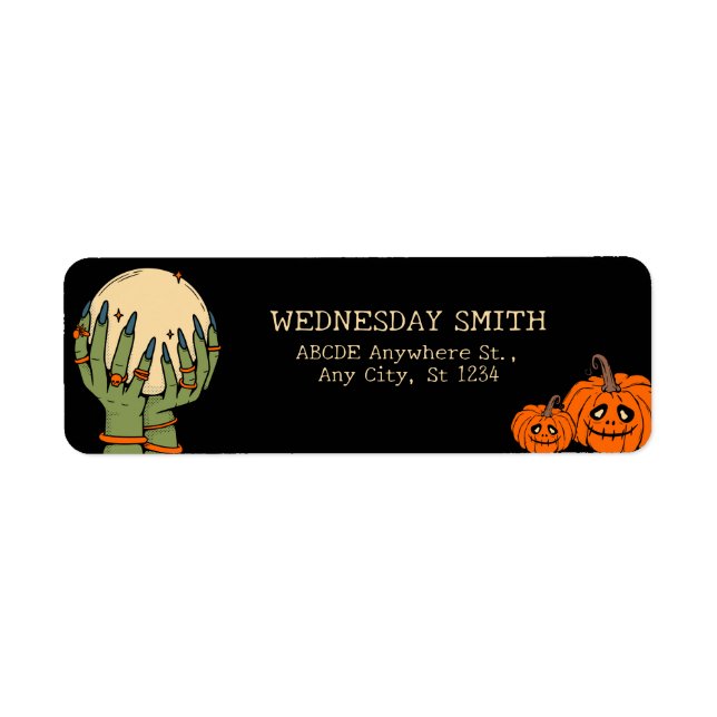 Etiqueta Mãos das bruxas com abóbora-halloween (Frente)