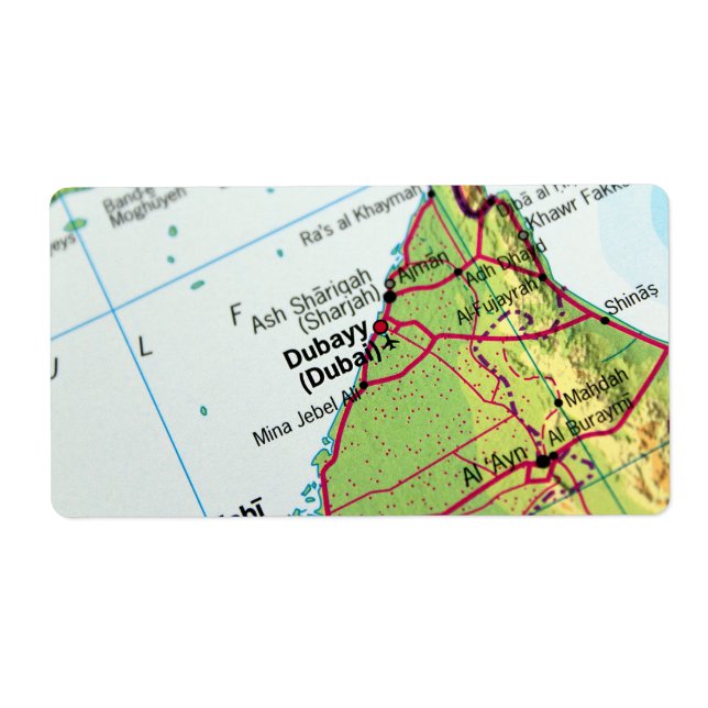 Etiqueta Mapa da Cidade de Dubai (Frente)