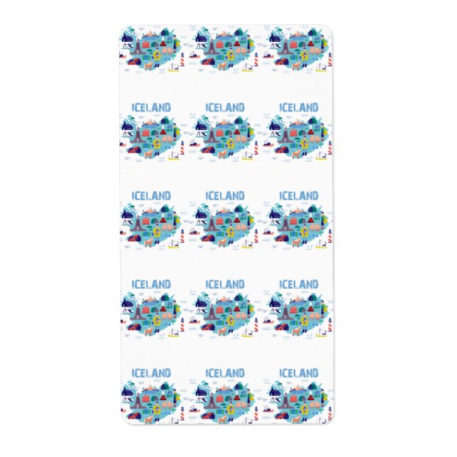 Etiqueta Mapa da Islândia (Frente)