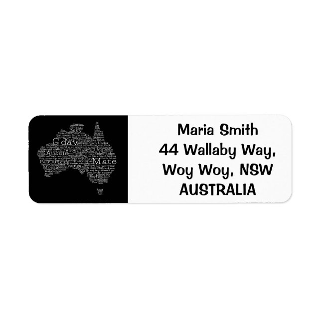 Etiqueta mapa das gírias australianas (Frente)