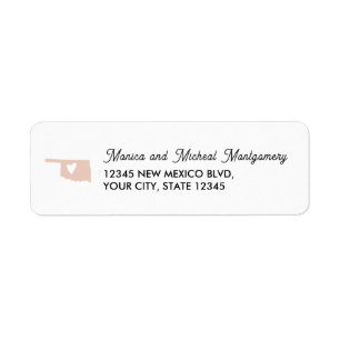 Etiqueta Mapa de Estado de OKLAHOMA com Coração - QUALQUER 