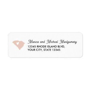 Etiqueta Mapa do Estado da CAROLINA DO SUL com Coração - QU