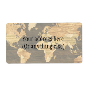 Etiqueta Mapa Mundial de Madeira