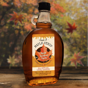 Etiqueta Maple Syrup Autumn Leaf Business Jar Personalizado