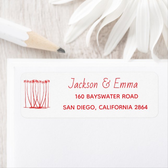 Etiqueta Maravilhas Árvores Silhouette Endereço de Regresso (Insitu)