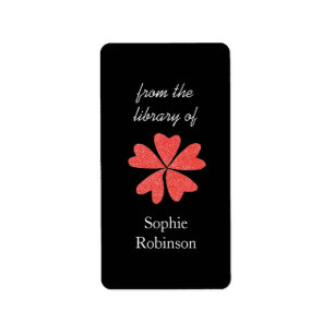 Etiqueta Marcas de livro personalizadas com flores vermelha