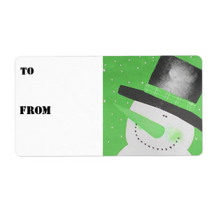 Etiqueta Marcas de Presente do Snowman - Verde